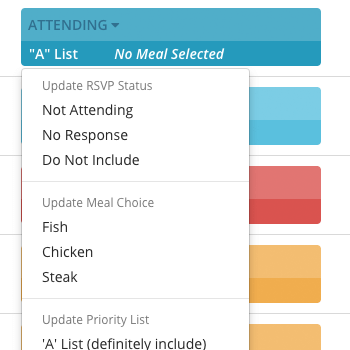 Custom Attendee Meal Choices